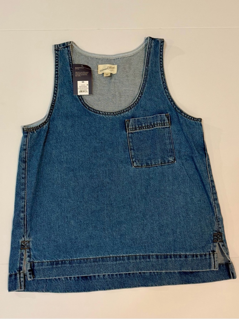Universal Thread Denim Tank with Chest Pocket - Medium Blue